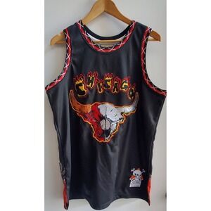 Brand X Jersey LG Chicago Bulls Flaming Skull Jordan 23 Black Tank Embroidered